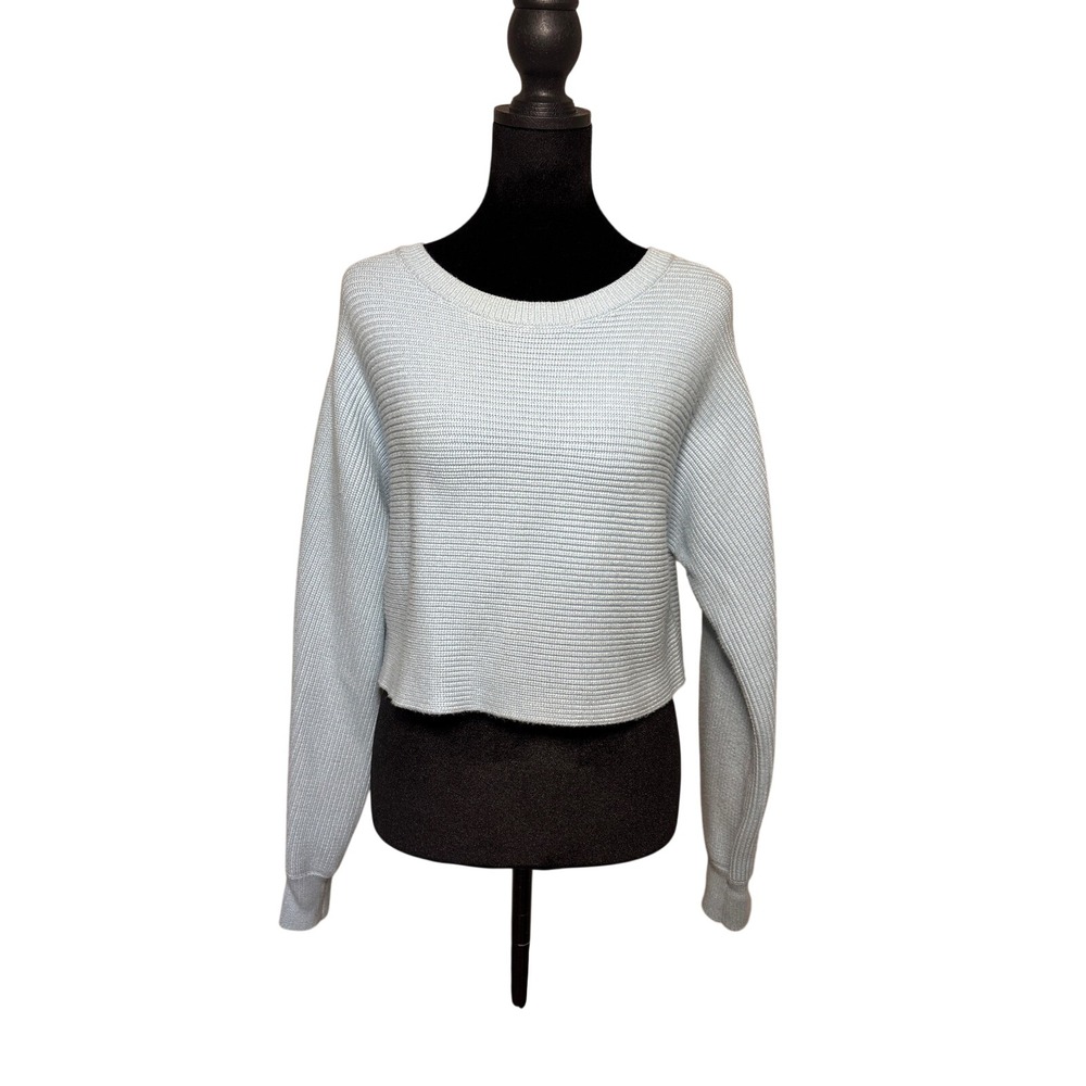 House of Harlow 1960 Light Blue Ribbed Cropped Sweater Medium